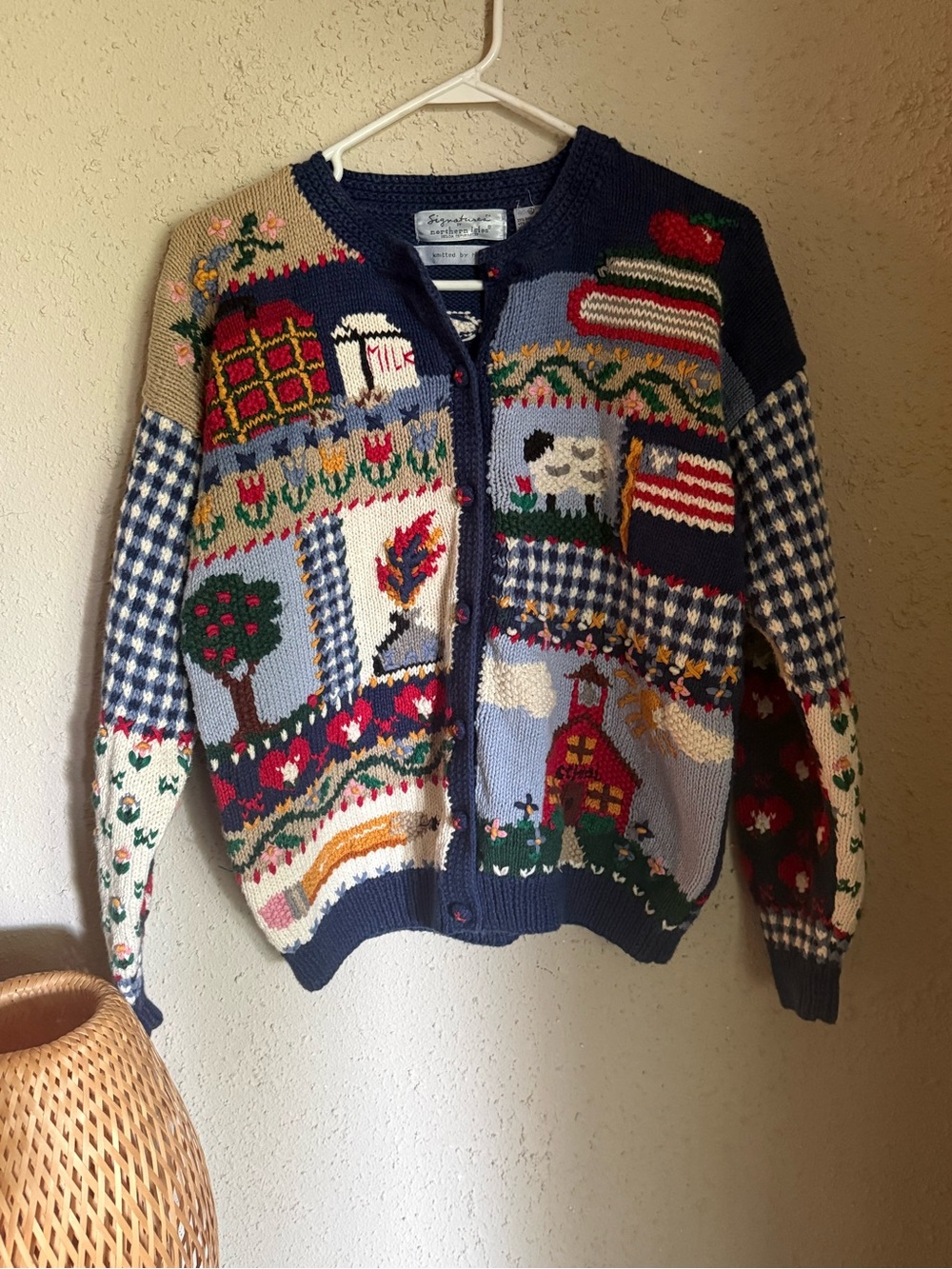 Vintage Northern Isles Hand Knit Folk Art Cardigan